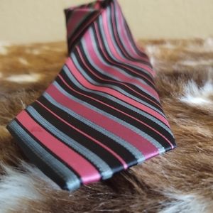 Men's Pink and Grey striped necktie